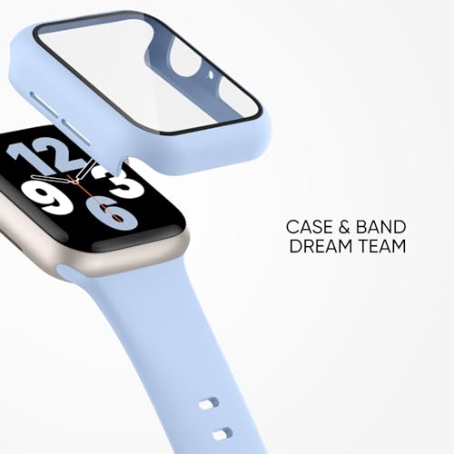 Image of Adorique 3-in-1 Compatible for Apple Watch Band 40mm 41mm 42mm 44mm 45mm 46mm, Soft Silicone Sport Strap for iWatch Series SE 10 9 8 7 6 5 4 3