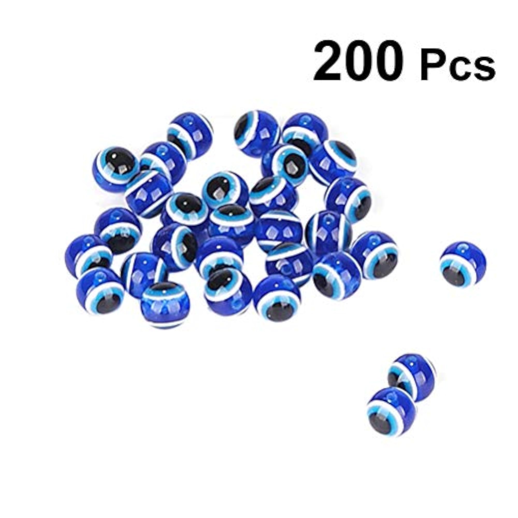 200pcs Blue Eye Resin Round Beads for DIY Jewelry Making