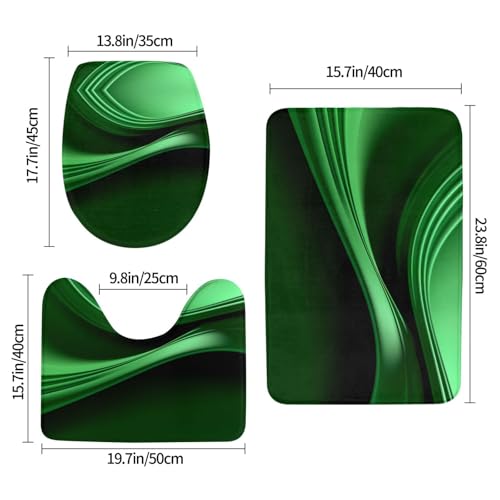 Lot de 3 tapis de bain antidérapants durables et absorbants vert moderne