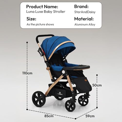Image of StarAndDaisy Foldable Stroller for Baby 0-3 Years Infant & Toddler / Travel Pram for Baby with Suspension & Lockable Wheels, Multi-Level Recline & Adjustable Canopy & Footrest , Removable Tray , Safety Harness Belt -Pink