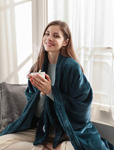 Sable Heated Blanket Electric Throw, 50" x 60" Full Body Size Fast Heating Blankets Flannel, 10 Heating Levels 3 Hours Auto-Off ETL Certified Machine Washable (Blue) (SA-BD038) - Thumbnail 6