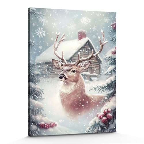 GSPQAZ-Winter-Reindeer-Christmas-Wall-Art-Rustic-Holiday-Canvas-Print-for-Cozy-Vintage-Decor-12x18inch-Unframed GSPQAZ Winter Reindeer Christmas Wall Art Rustic Holiday Canvas Print for Cozy Vintage Decor 12x18inch Unframed