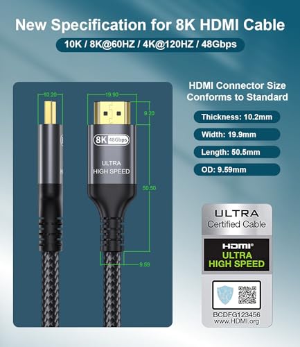Certified 10K 8K HDMI 2.1 Cable 1M - Image 3