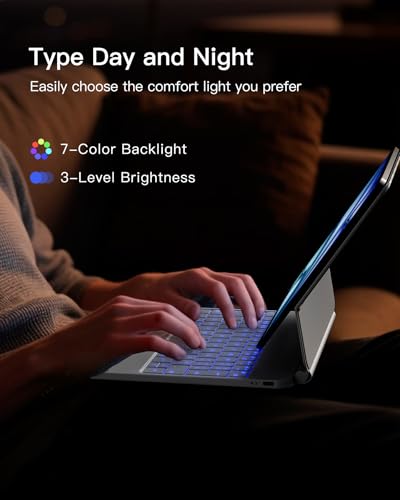 Image of Inateck NeoMagic Magnetic Keyboard Case for iPad 10th Generation 10.9 inch /11th Generation 2025 A16 11 inch, Floating Cantilever Stand, 7-Color Backlight, with Trackpad, Magic-Style Keyboard (White)