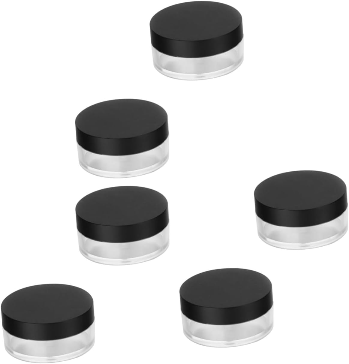 NOLITOY 6pcs Simple Appearance Makeup Case Smooth Material Loose Powder Box Leakage Puff Mirror