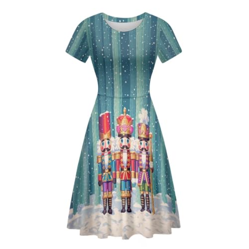 Image of POLERO Sunflower Dress for Women Floral Summer Dresses Short Sleeve Casual Sundresses Midi Dresses