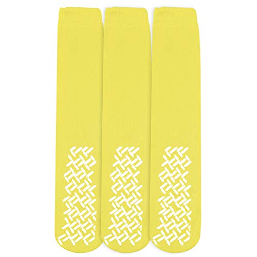 Personal Touch Non Skid Hospital Slipper Socks With Gripper Bottoms, Mid Calf - 3 Pack (Yellow) #TOP7