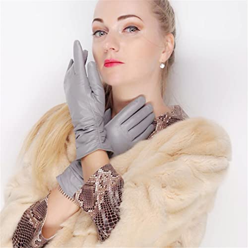 Guanti in pelle da donna grigio chiaro, Guanti in