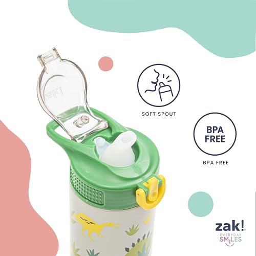 Image of Zak Designs Super Mario Movie Sage 19oz Leak-Proof Straw Kids Water Bottle | BPA Free, Insulated Stainless Steel, Cupholder Friendly, Dishwasher Safe, Lid Lock, Handle, For School, Home, Travel, Outdoor