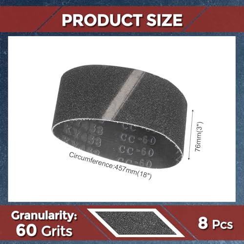 Kozelo 8 Stück Schleifbänder 3 x 18 Zoll 60 Körnung Siliziumkarbid Schleifband Schleifpapier Für Bandschleifer Metallschleifen Holzarbeiten Schweißnaht Rostentfernung