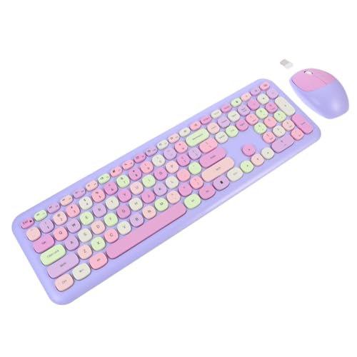 Clavier et souris sans fil rétro violet pour ordinateur de bureau et PC portable de maison
