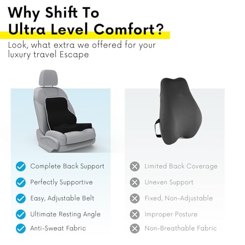 Image of Rover and Tailtech Pillow Kit Memory Foam Back Support and Siting Cushion Ergonomic Adjust Sitting Position Relief Pain for Car or Office Chair (Black)