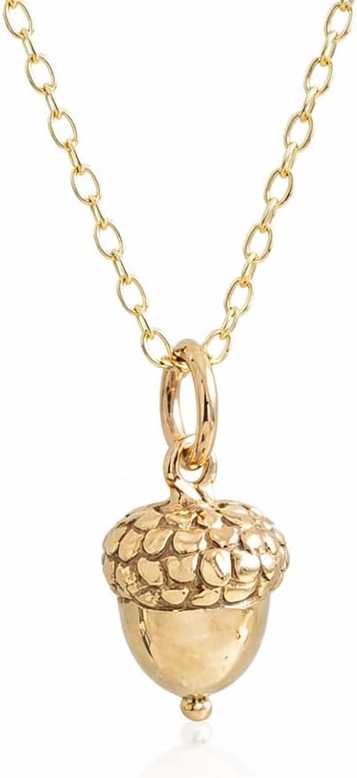 Dainty 14k Gold-Filled Acorn Charm Necklace – 18″ Delicate Nature Jewelry for Women – Handmade Gift for Nature Lovers & Gardeners