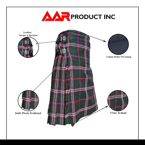 Image of AAR Mens Scottish Tartan Kilt - 13oz Highland Casual Kilt for Men - 11 Tartans