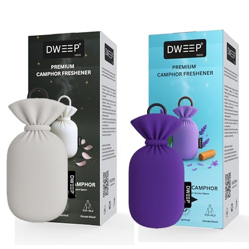 Image of Dweep Organic Camphor Air Freshener Pack of 2 | 100% Camphor Based | Long Lasting Freshener for Car, Wardrobe, Office Cabin, Travel Bag & Bathroom | Natural Odor Control (ORIGINAL-LAVENDER)