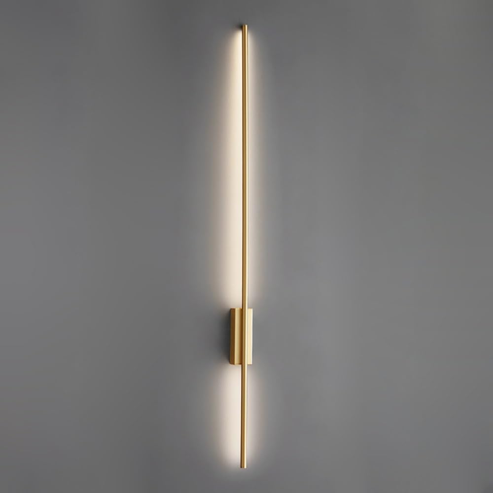 COSRUB Modern LED Wall Sconce, Long Tube Brass Wall Mounted Light Minimalist Slim Linear Dimmable Wall Lamps for Living Room Hallway Stairs Bedroom(Gold,120cm/47.24in)