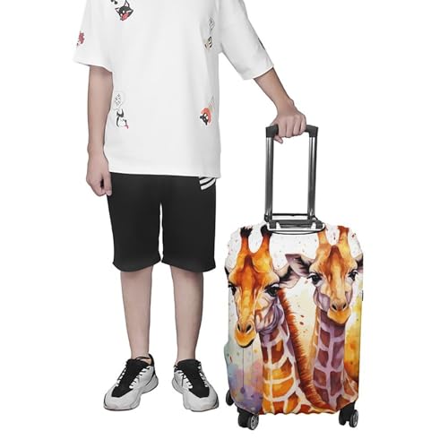 Housse de valise résistante aux rayures motif aquarelle girafes simple et généreuse