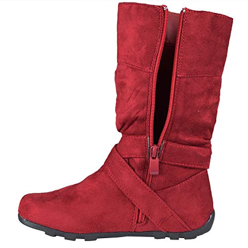 Generation Y Kids Mid Calf Boots Flat Low Heels Rhinestone Buckle Accent4