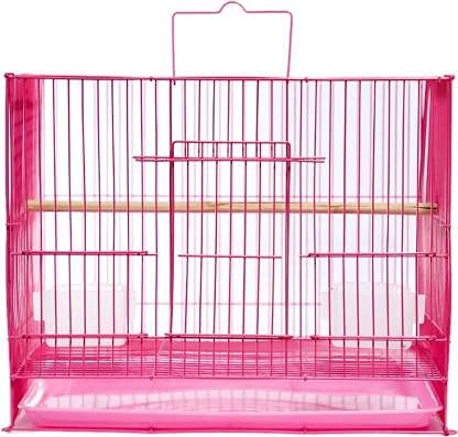 Kapoor pets 15In Durable Metal Cage Uses Metalic Finish,Total Eco-Friendliness To Man,Bird,Cage Easy Cleaning. Slide-Out Removable Bottom Tray Two Plastic Perches,Food Water Bowls,Hard,Pet Crate,Pink (B099RS8V5L) Amazon Price History, Amazon Price Tracker