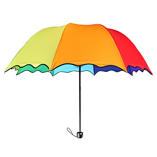 Colordrip 8 Colors Rainbow Umbrella - Portable Tri-Folded Umbrella - for Rainy and Sunny Days