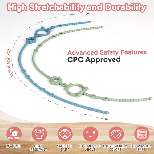 Sopkdey Toy Straps for Baby, 6pcs Adjustable Toy Holder for Stroller Accessories, Silicone Baby Tether Pacifier Clip, No Throw Baby Travel Essential Leash for High Chair, Car Seat, Baby Toy Clips