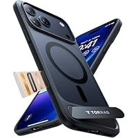 TORRAS Ostand L1 für iPhone 17 Pro Hülle für MagSafe mit kapazitiven Tasten für mit unsichtbarem Ständer Militärschutz Magnetkraft Zertifiziert Handyhülle für iPhone 17 Pro Case Stoßfest Matt Schwarz