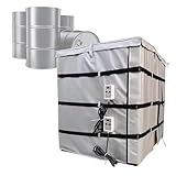Fassheizdecke für Außeneinsatz, Schützt 275 Gallonen Fässer vor Einfrieren, 1000 l Ölfassheizung, Temperaturregler, wasserdichtes Isoliermaterial, für IBC-Kunststofftanks,Grau,22V200°