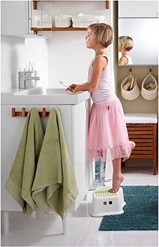 EPISENT Kids Plastic Potty Training Small Step Stool with Anti-Slip Booster Foot Stool Cover on Top Green/White Perfect for Toddler Toilet Training. (1)