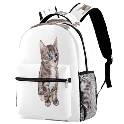 Sac à dos d'école fille et garçon avec motif chat peint