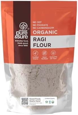 Pure & Sure Organic Ragi Flour | Organic Gluten Free Flour | Vegan Flour, Non-GMO, No Preservative, No Trans Fats | 1kg