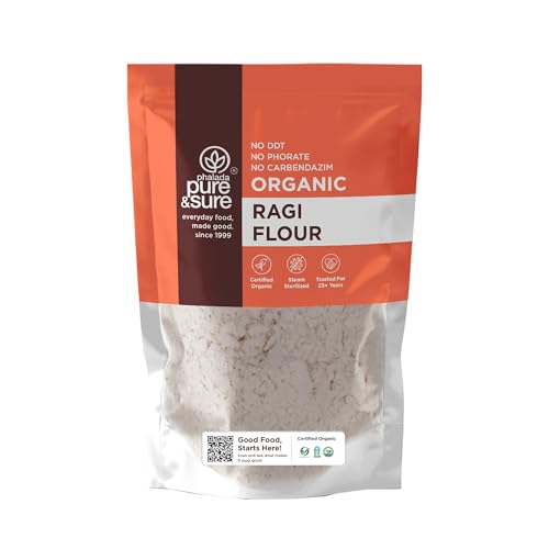 Pure & Sure Organic Ragi Flour | Organic Gluten Free Flour | Vegan Flour, Non-GMO, No Preservative, No Trans Fats | 1kg