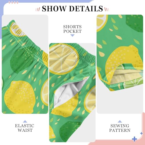 ZZXXB Lemon Lime Fruit Boys Long Pants Soft Trousers Elastic Waist Kids Lounge Bottoms with Pockets S-XL4