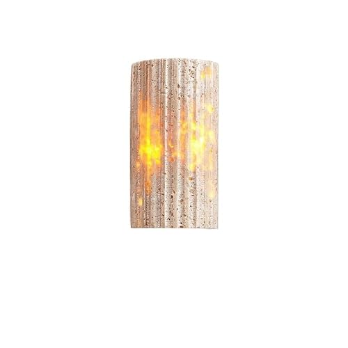 LYOUAE Modern Yellow Travertine Wall Lights Hardwired Natural Stone LED Wall Sconce 3000K Warm White Indoor Wall Lamp for Bedroom Living Room Hallway(Indoor)