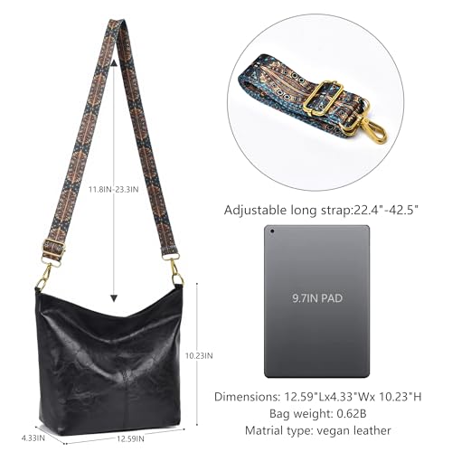Image of Fashion Hobo Bags for Women Vegan Leather Crossbody Bag with Guitar Strap Shoulder Purses and Handbags