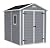 Keter Manor 6x8 Ft All-Weather Heavy-Duty Resin Outdoor Storage Shed with Double Lockable Doors, Floor Panel, & Built-in Ventilation, Light Grey