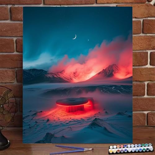 Pintar Numeros Adultos Cielo Estrellado, Cuadros para Pintar por Numeros DIY para Principiantes Adultos Paisaje, Pintar con Numeros Pinceles Accesorios Pintura Acrílica, 40X50 CM (con Bastidor) A-7