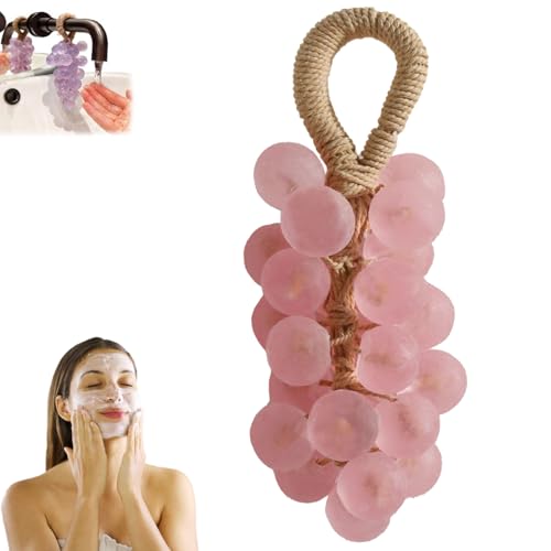 Grape Soap on a Rope, Handmade Grape Cluster Bar Soap for Shower and Hand Washing, Natural Oils, Moisturizing Vegan Formula, To 