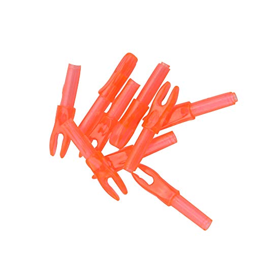 MILAEM 50 Stück Bogenschießen Pfeilnocken Austauschbare Nocken Kunststoffe insatz Pfeilschwänze für ID 4,2 mm Pfeilschaft (Transparent Orange)