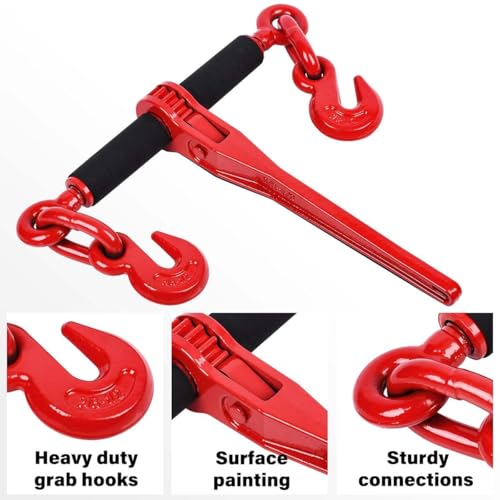 Image of Chain and Binders Kit 3 /8''-1 /2 inch, G80 Ratchet Load Binder 3 /8 inch to 1 /2 inch, Transport Chain 3 /8 inch x 20 Feet with G80 Hook, 9,200lbs Working Strength Safety Chain and Ratchet Binder for Towing