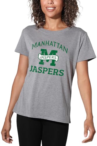 Manhattan College Official Jaspers Logo Women's Loose T-Shirt, Athletic Heather, Large