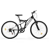 Outroad Mountain Bike, 26 Inch 7-Speed Bikes, High-Carbon Steel/Aviation Grade Frame with V Brake, Adjustable Ergonomic Seat Bicycle for Men Women Adult, MTB with Shock Absorption System,Black