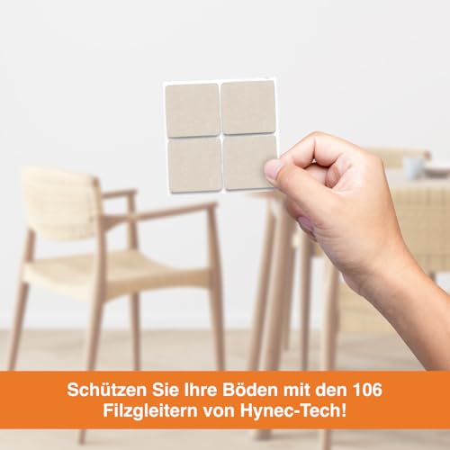 Hynec Premium Möbelschoner Filzgleiter Selbstklebend, Filzgleiter für Stühle, Bodenschoner für Stühle - 106 Teile, 7 GRÖSSEN, BEIGE, bodenschutz Stuhl