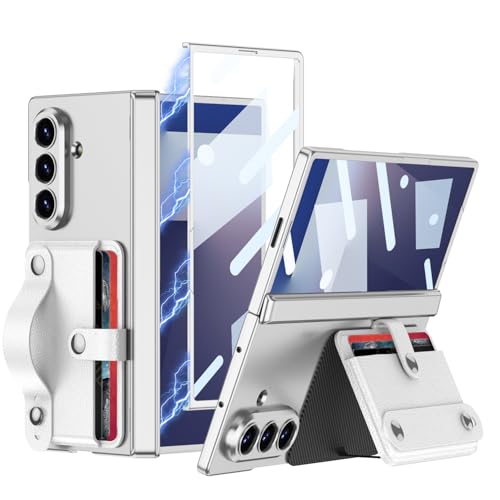 Coque Galaxy Z Fold 7 Case, Cover with Glass Film, Magnetic Folding All-Inclusive Card Holder Phone Case for Samsung Galaxy Z Fold 7 Silver