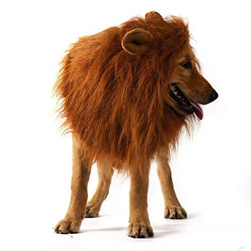 Lion Mane Costume - Adjustable Pet Lion Mane Wig with Ears for Medium & Large Dogs - Realistic Funny Pet Wig Clothes for Halloween, Cosplay, Holiday Photo Shoots & Parties - Dark - Image 7
