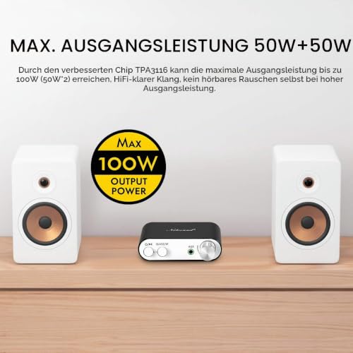 Nobsound NS-10G Mini Bluetooth 5.0 Digitaler Stereo Verstärker 100W HiFi Power Amp mit Netzteil...