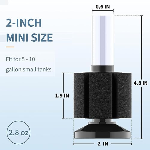 Image of Pawfly Aquarium Sponge Filter, Small Fish Foam Filter with Tubing Suction Cup Check Valve Connector and Control Valve Accessories for Betta Fry Shrimp Tiny Fish Tank up to 10 Gallons