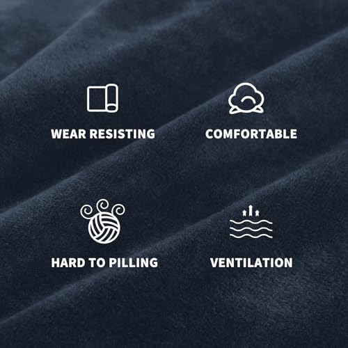Image of ZNSAYOTX Stretch Velvet Recliner Cover 4-Pieces, Thick Soft Recliner Chair Slipcover with Pocket, Non-Slip Elastic Bottom for Kids Pets, Luxury Plush Reclining Protector Comfy Washable (Navy Blue)