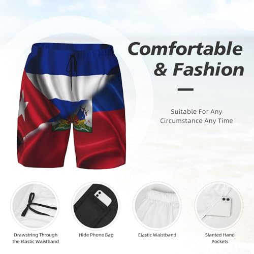 Cuban Salvadorean Flag Mens Swim Trunks with Compression Liner 2 in 1 Quick Dry Bathing Suit Beach Shorts3