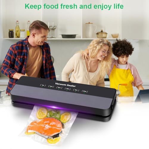 AUAUY Vacuum Sealer, 5-in-1 Food Vacuum Sealer Machine with 65 KPA Powerful Suction, Multi-Functional Food Vacuum Sealer for Dry and Moist Food Fresh Preservation 30 Vacuum Bags Included - Image 7