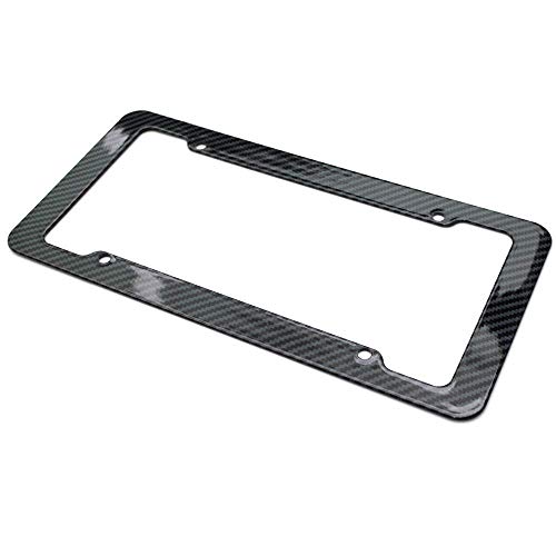 Carbon Fiber Style License Plate Frame Front Or Rear With Fasteners And Screws Glossy Finish #TOP2